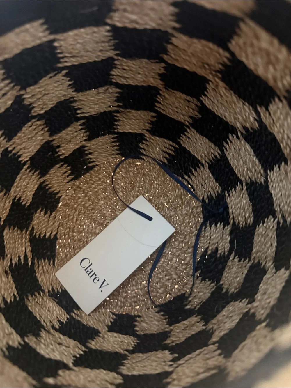 Clare V Checkered Bucket Bag - Black & Natural - Picture 2 of 3